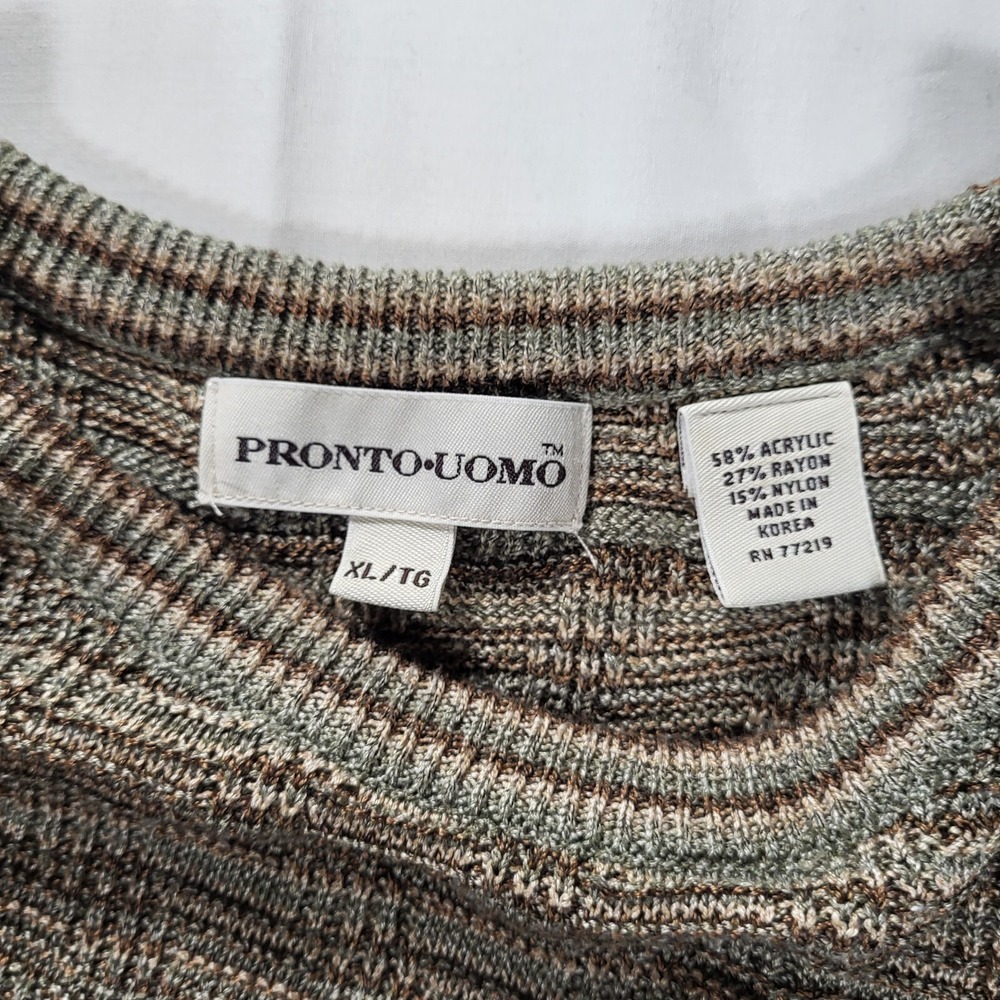 Pronto‎ Uomo Men's XL Crew Neck Knit Brown Sweater Made in Korea - Picture 2 of 9